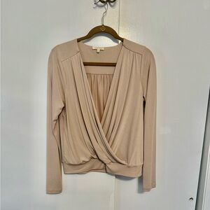 Mystree Beige Draped Women's Blouse